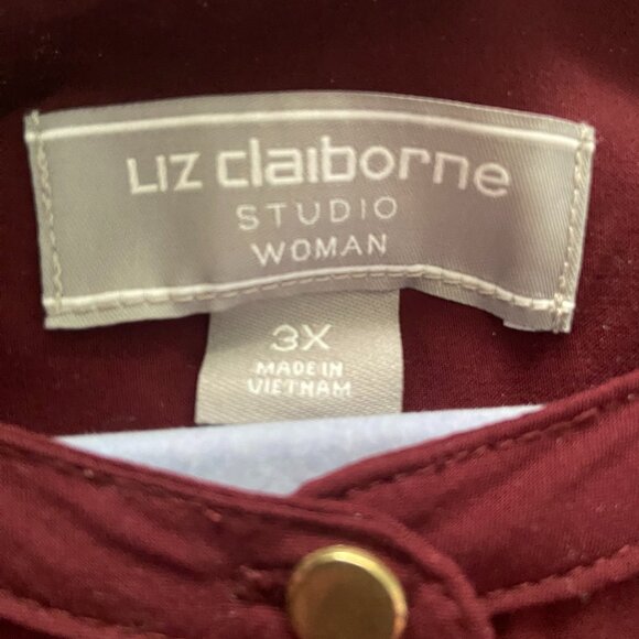 Liz Claiborne ~ Tunic Popover Top ~ 3/4 Sleeve ~ Burgundy ~ 3X ~ NWT - Picture 3 of 7